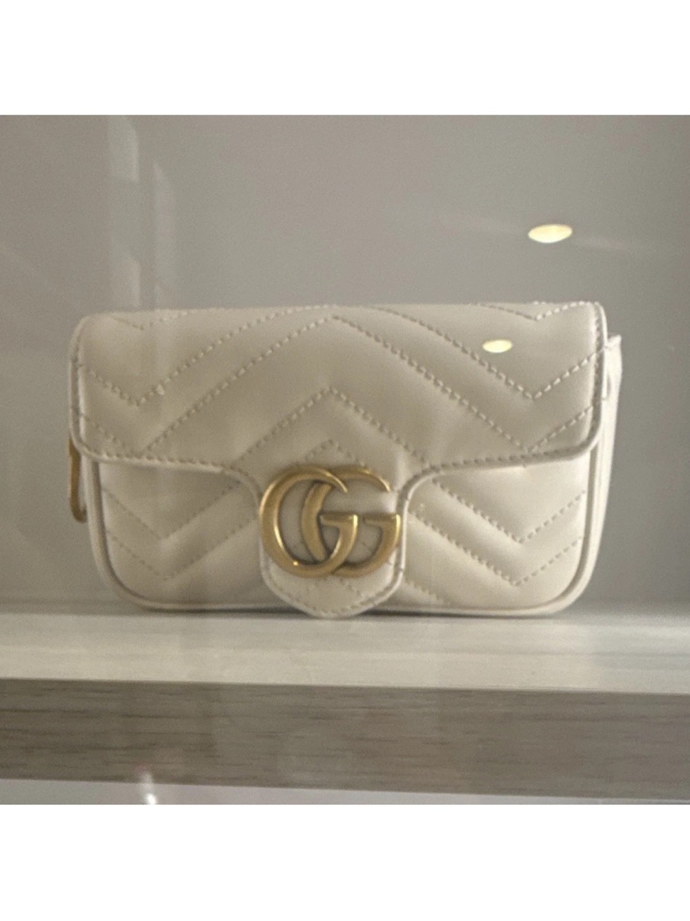 Gucci Cream Quilted Marmont Crossbody with Gold GG